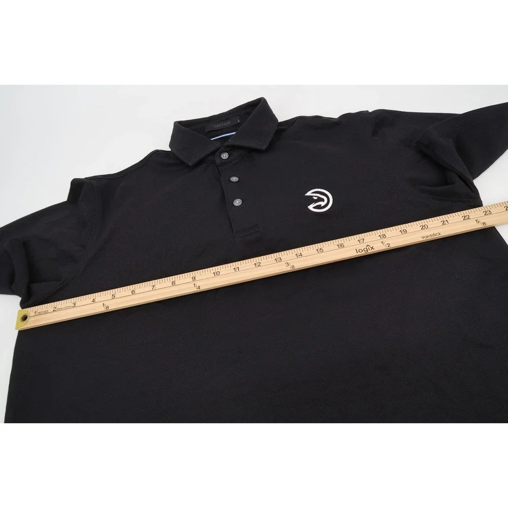 Greyson Mens Large Black Golf Performance Polo Shirt Atlanta Hawks NBA Basketbal
